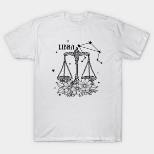 Zodiac Garden Floral Design: Libra T-Shirt